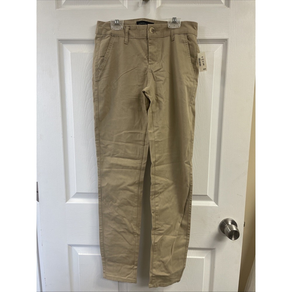 Aeropostale Womens SZ 0 Khaki Stretch Mid Rise Skinny Uniform Chino Pants NWT